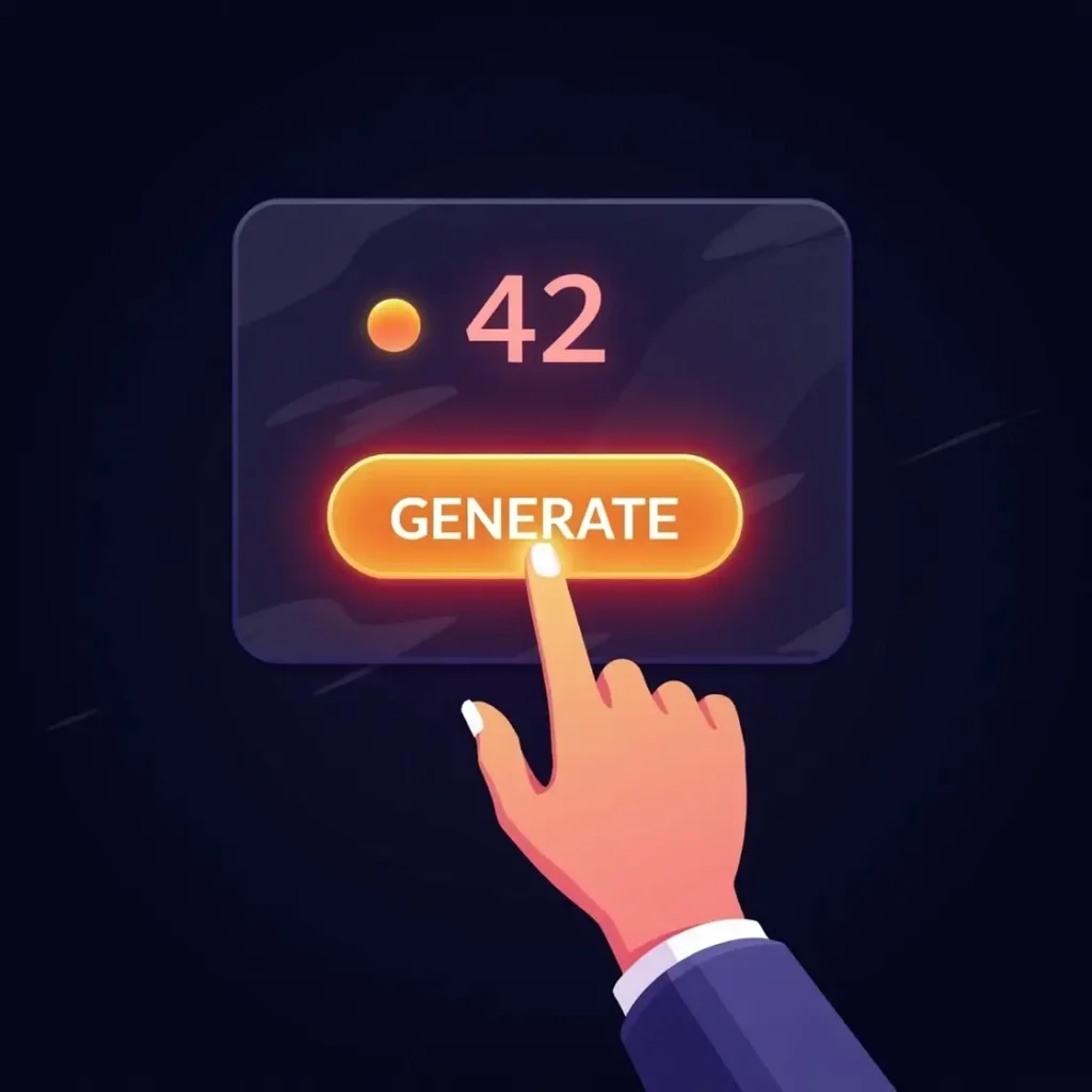 A digital display for the Random Number Generator tool showing a number being selected, symbolizing a fair and instant pick.